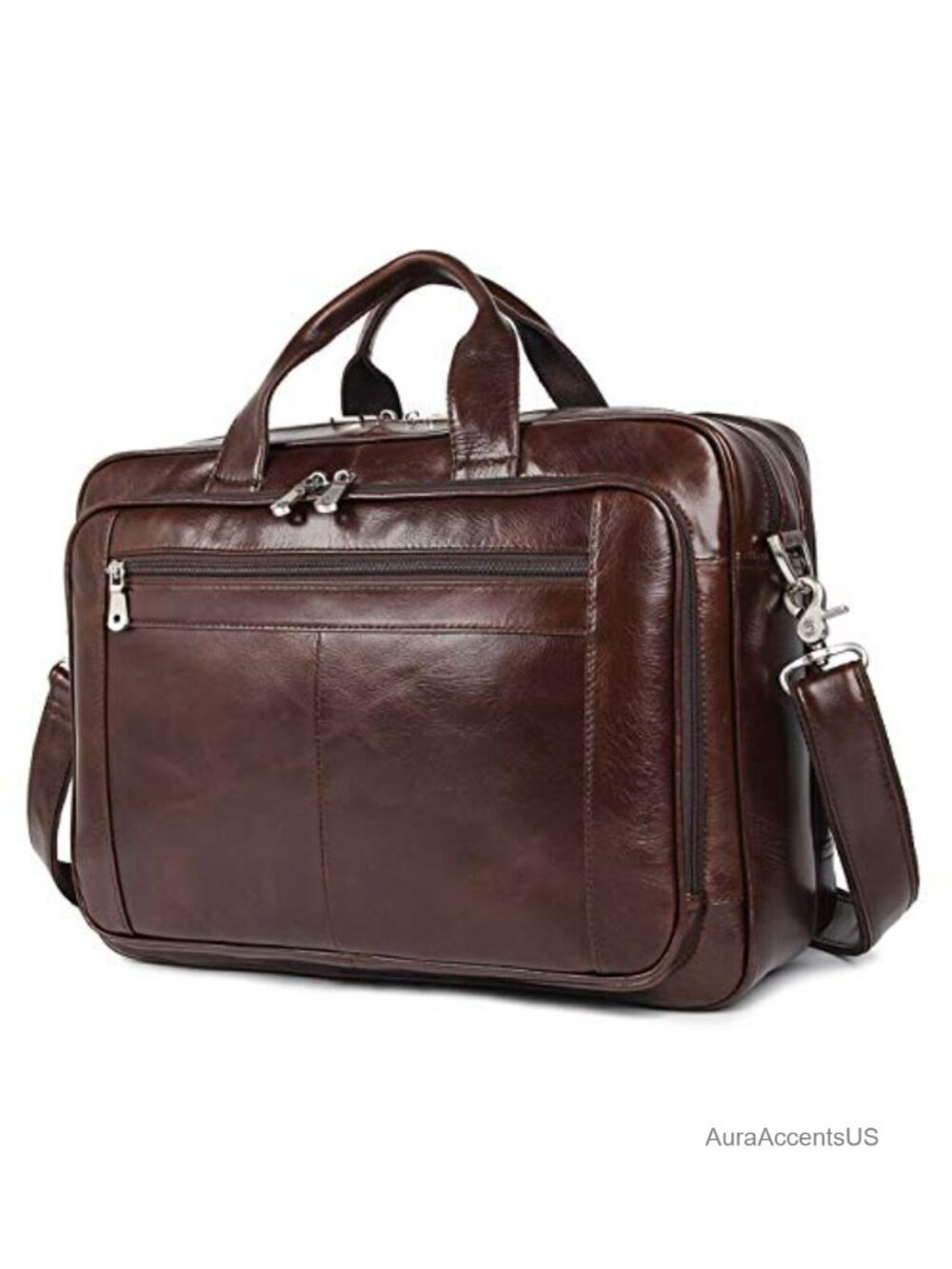 Waxed Leather Briefcase fits 15.6" Laptop Messenger Bag Business Travel